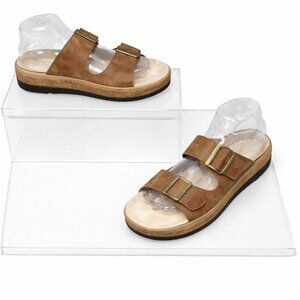 BASS Open-Toe Slip-On Leather Brown Sandals Mules Shoes Size 8M